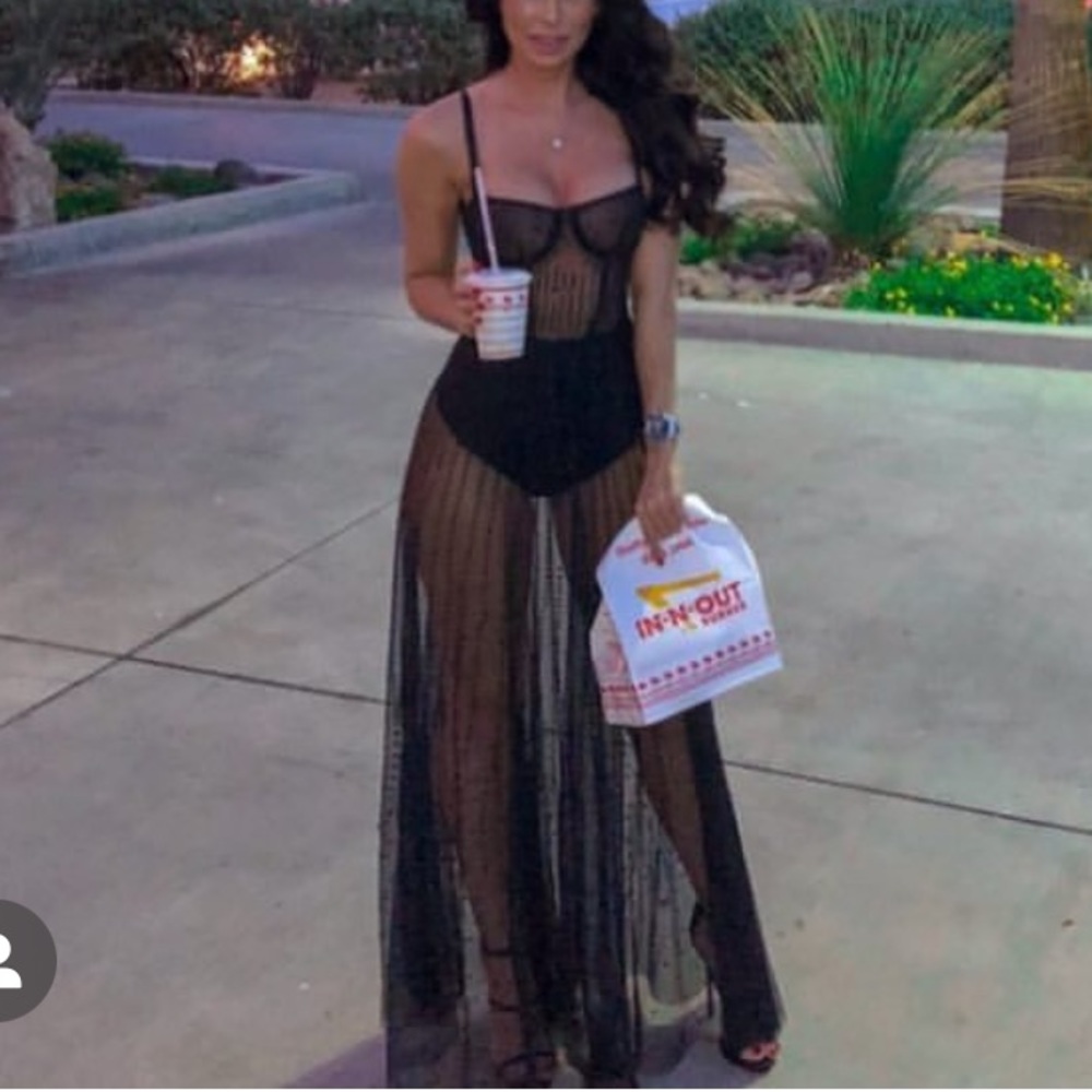 Black see through with wire cups and black beads